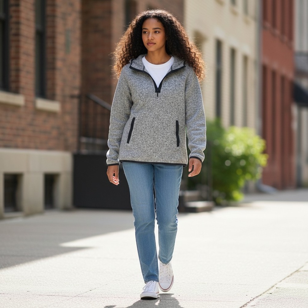 Lululemon Scuba Half-Zip Hoodie Heathered Grey Knit Fleece Pullover‎ 3823